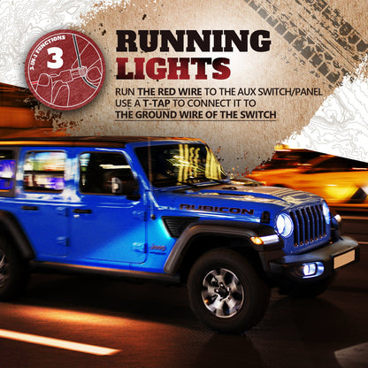 OPT7 Front Fender Side Marker LED White Light for Jeep Wrangler JL JLU & Gladiator JT 18-23 w- Running Light