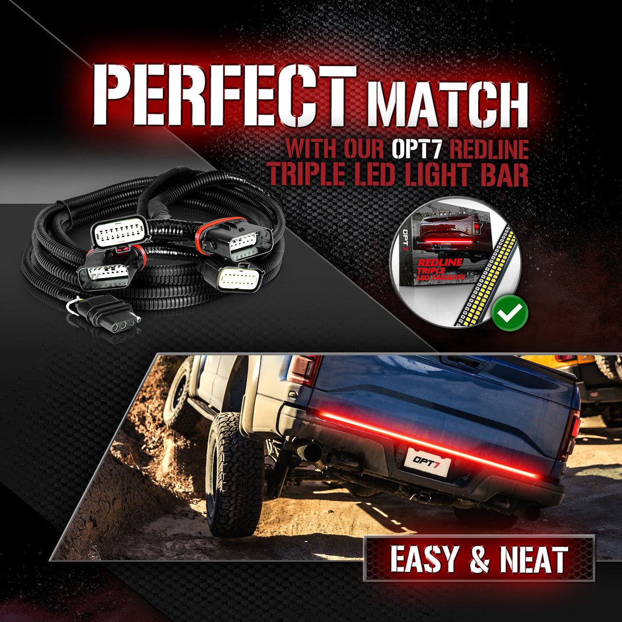 OPT7 Redline Easy Connect Tail Light Harness for Ford F150 15-20