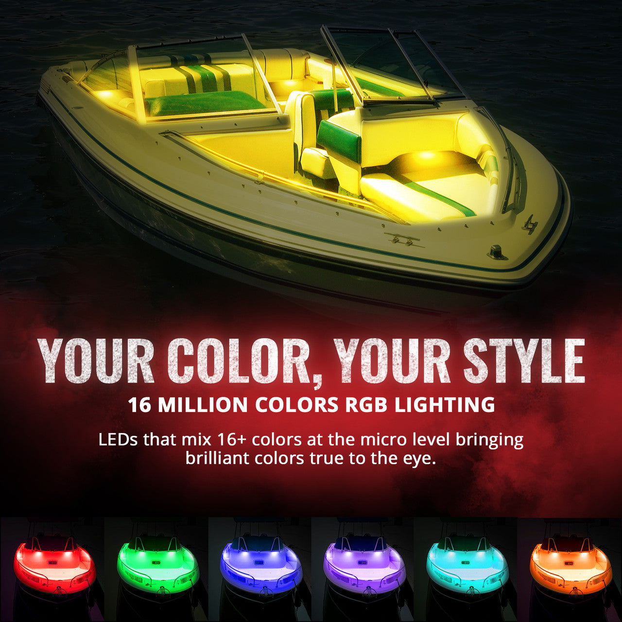 AURA LED Boat Interior RGBW 8PC Pods Flood Lights