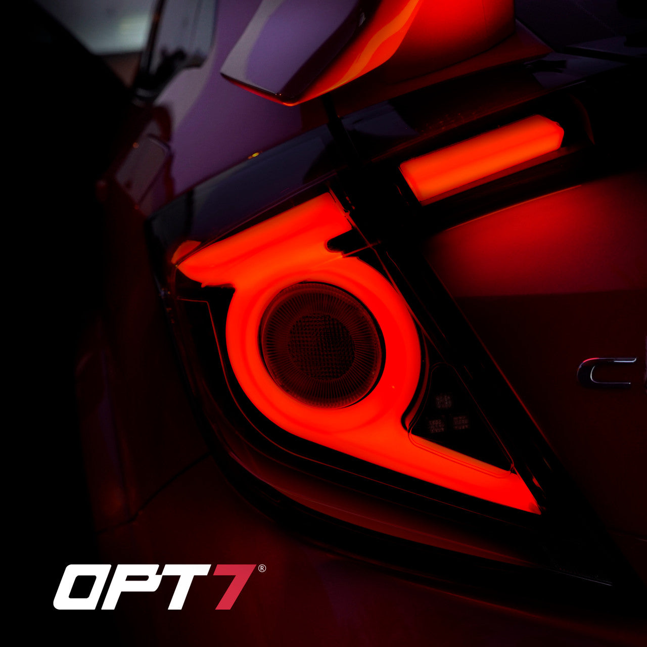 OPT7 Honda Civic Hatchback Smoked LED Tail Lights w-Sequential Turn Signals & OLED Technology (Fits all 2016-2021 10th Gen Civic Hatchbacks)