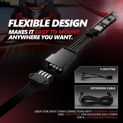 AURA PRO Snowmobile Underbody Glow LED Lighting Kit - Bluetooth Enabled APP - Full Color Spectrum