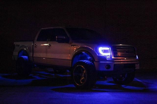 OPT7 09-14 F150 Black AURA RGB-W DRL LED Tube Headlights Projector -Bluetooth BUILT IN Full Color