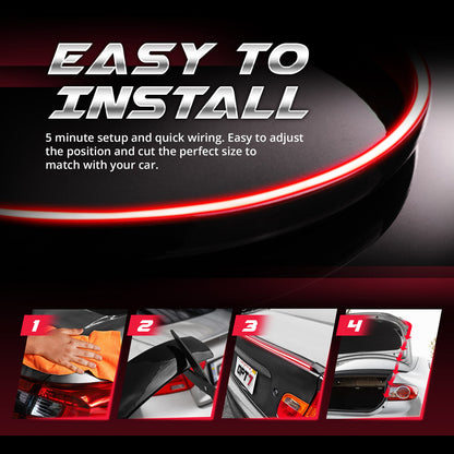 OPT7 Universal LED Rear Spoiler Lip Kit (3.9ft) for Car Trunk Exterior Accessories Brake light Universal Fit for Roof Wing