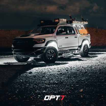 OPT7 Photon White 4PCS LED Rock Light w-Magnet Wide Angle Underglow Neon Lighting Kit