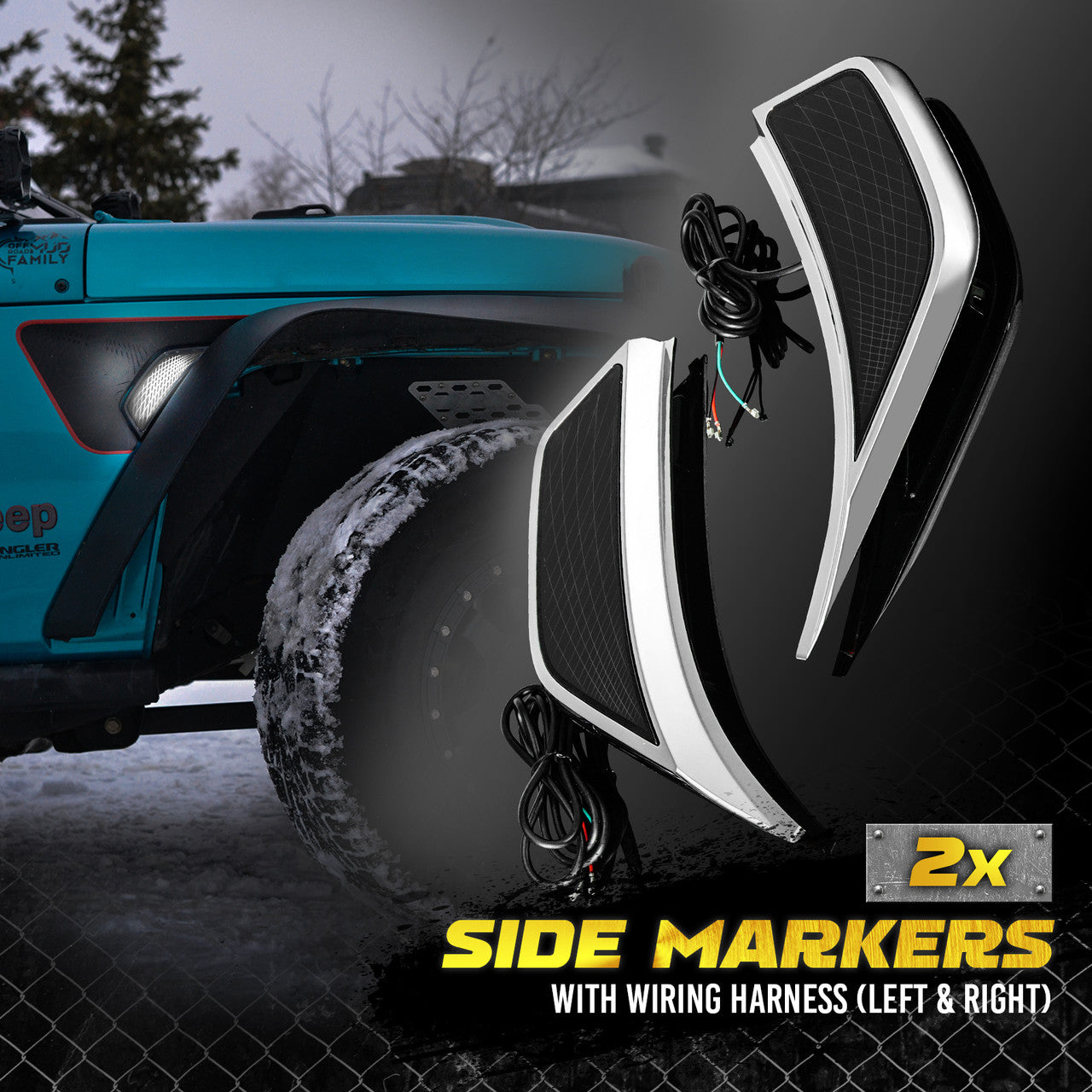 OPT7 Photon Rock Lights & LED Side Marker (White-Amber) for Jeep Wrangler JL JLU & Gladiator JT 18-23