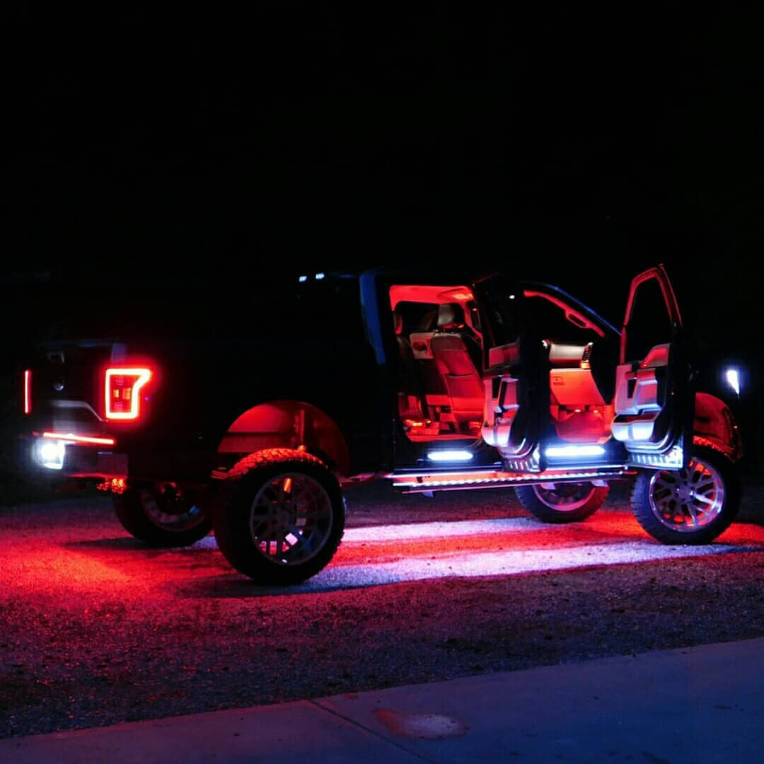 AURA PRO LED Double Row Interior Ambient Lighting Kit (4 x 12 Inch or 6 x 12-Inch) - Bluetooth Enabled APP Full Color Spectrum