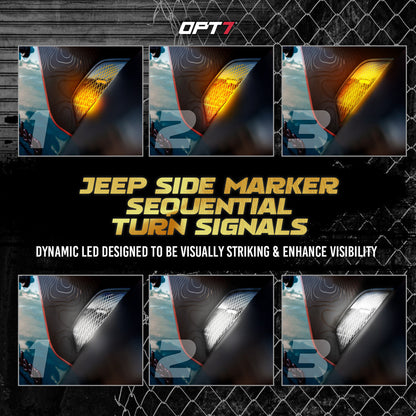OPT7 Quantum Rock Light RGBW & LED Side Marker White-Amber for Jeep Wrangler JL JLU & Gladiator JT 18-23
