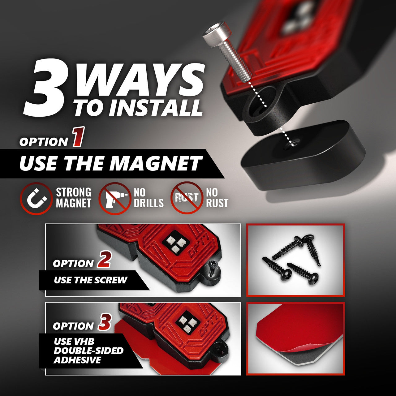 OPT7 Photon RGB 4 Pods Magnet Rock Lights + 2pc 10ft Extension Wires