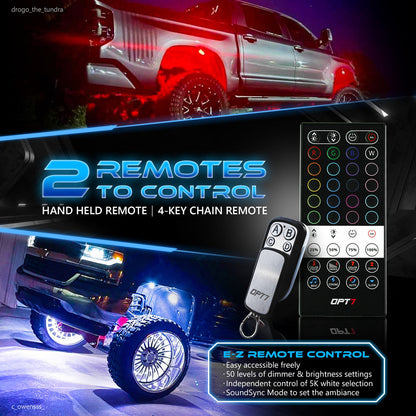 OPT7 Quantum Rock Light RGBW & LED Side Marker White-Amber for Jeep Wrangler JL JLU & Gladiator JT 18-23