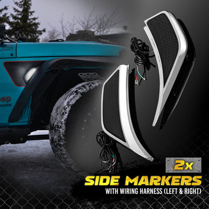 OPT7 Quantum Rock Light RGBW & LED Side Marker White-Amber for Jeep Wrangler JL JLU & Gladiator JT 18-23