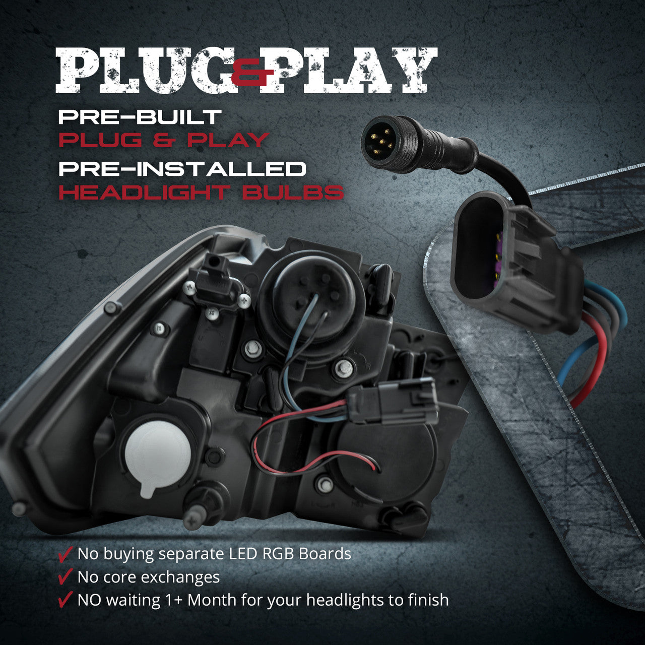 AURA 09-18 Ram Bundle- RGBW Headlights +Interior + Quantum Rock lights + Grille w- Bluetooth