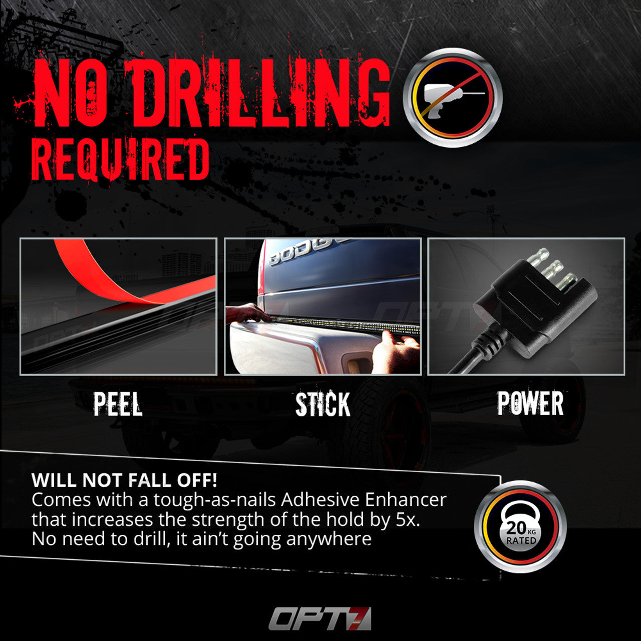 OPT7 Redline Triple Tailgate Light Bar 48" Bundle for Chevy Silverado-GMC Sierra 1500 19-21