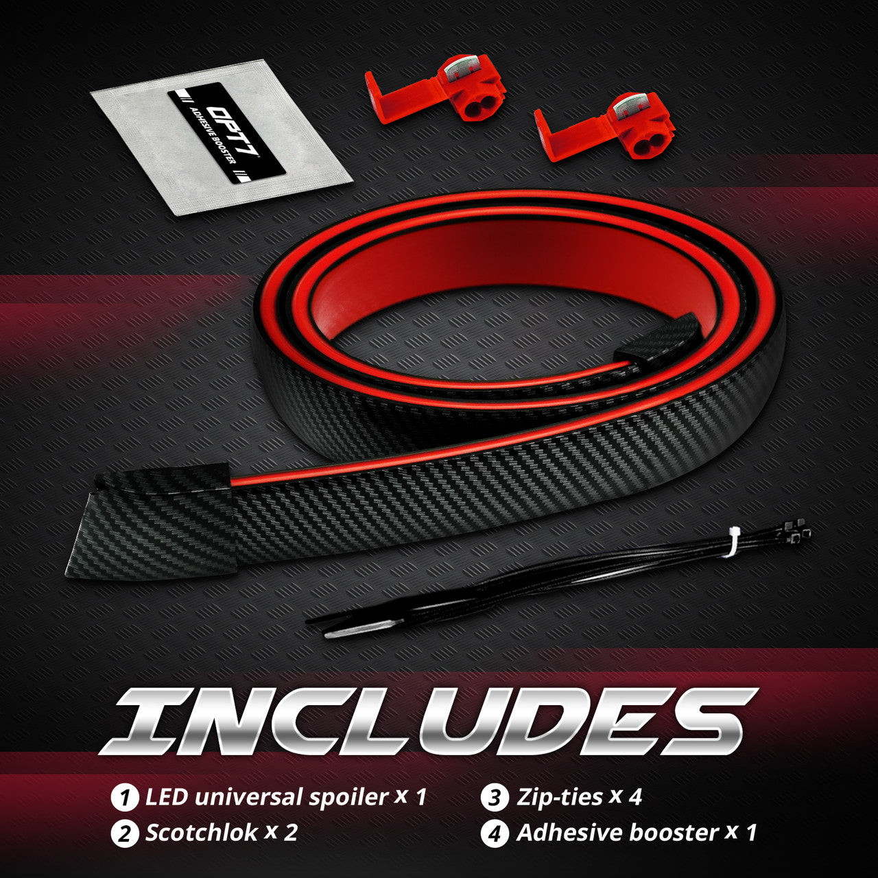 OPT7 Universal LED Rear Spoiler Lip Kit (3.9ft) for Car Trunk Exterior Accessories Brake light Universal Fit for Roof Wing