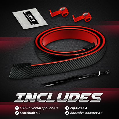 OPT7 Universal LED Rear Spoiler Lip Kit (3.9ft) for Car Trunk Exterior Accessories Brake light Universal Fit for Roof Wing