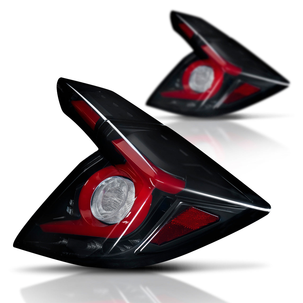 OPT7 Honda Civic Hatchback Smoked LED Tail Lights w-Sequential Turn Signals & OLED Technology (Fits all 2016-2021 10th Gen Civic Hatchbacks)