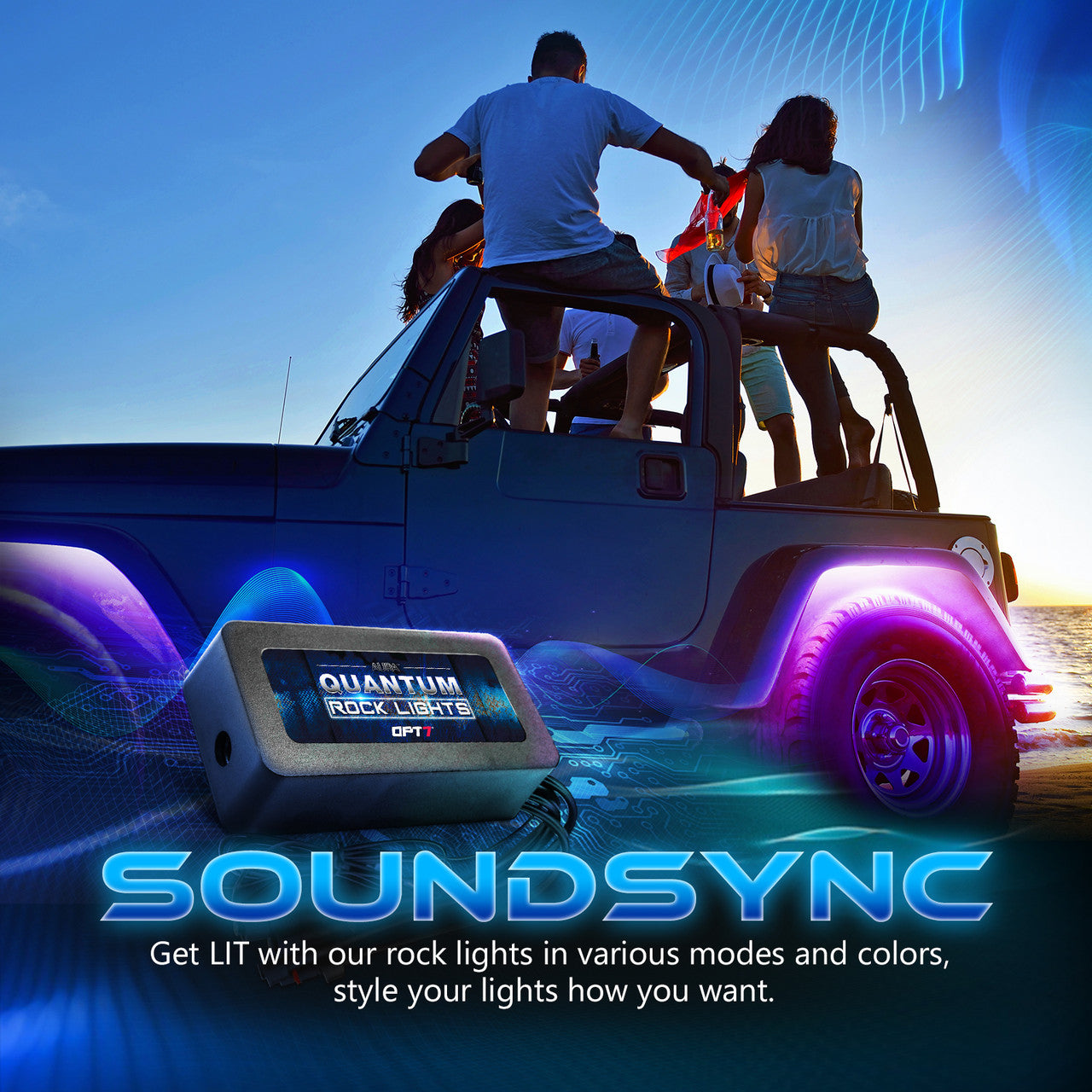 AURA Quantum 4pc LED Rock Lights - RGBW Multicolor w- Handheld Remotes