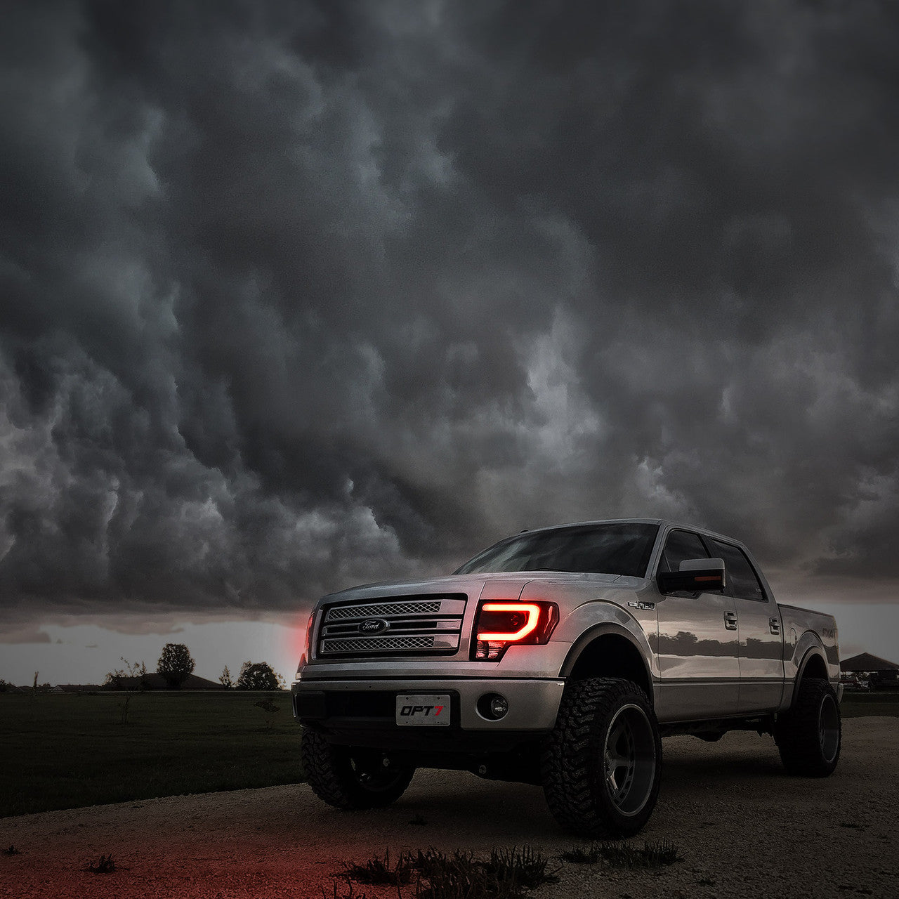 OPT7 09-14 F150 Black AURA RGB-W DRL LED Tube Headlights Projector -Bluetooth BUILT IN Full Color