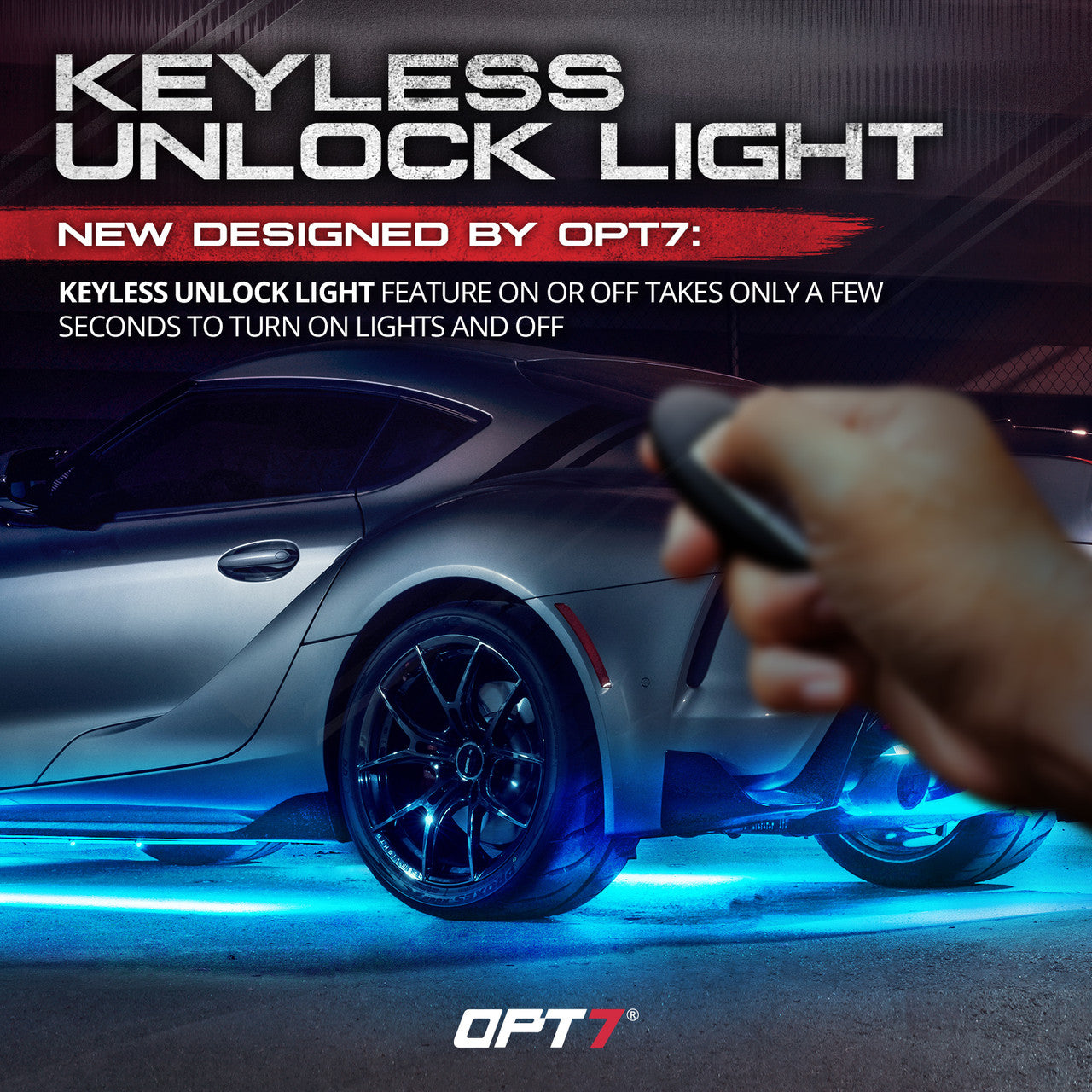OPT7 AURA Aluminum Underglow Smart LED Lighting Kit for Cars - Exclusive Keyless Unlock Light