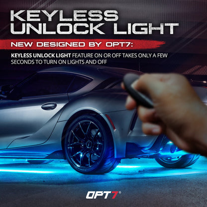 OPT7 AURA Aluminum Underglow Smart LED Lighting Kit for Cars - Exclusive Keyless Unlock Light