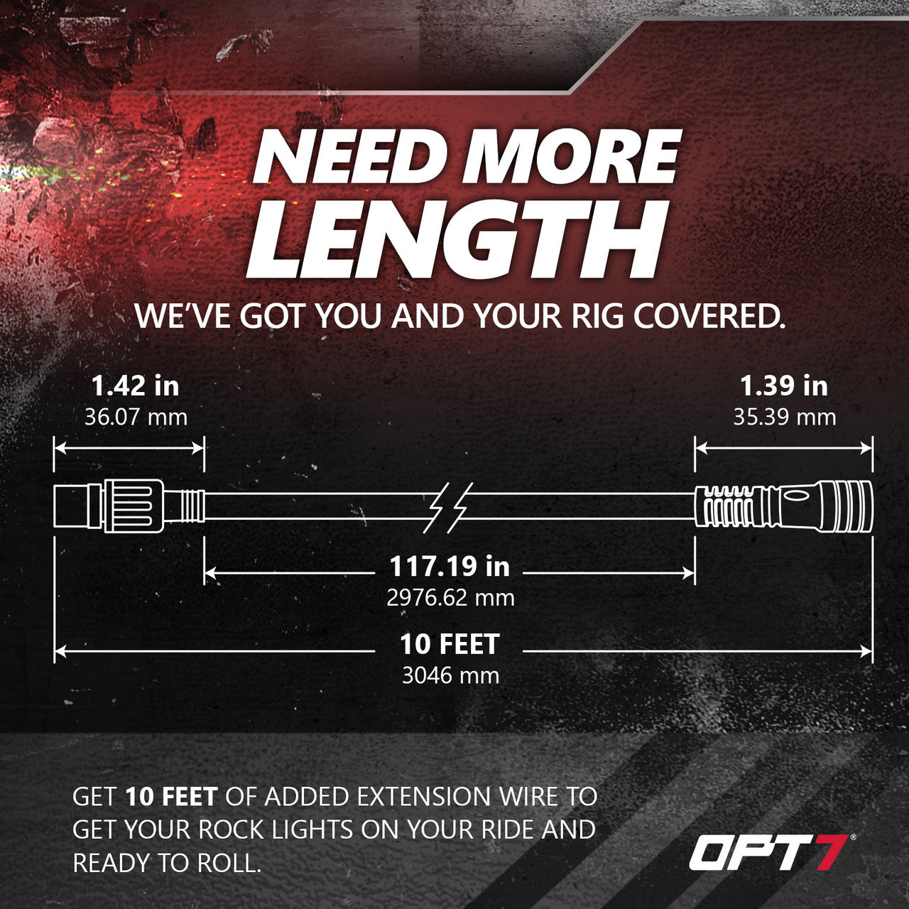 OPT7 Photon RGB 4 Pods Magnet Rock Lights + 2pc 10ft Extension Wires