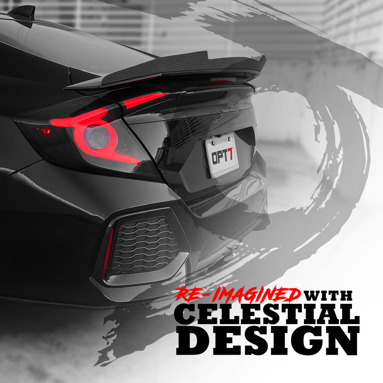 OPT7 Honda Civic Sedan Smoked LED Tail Lights Sequential Turn Signals & OLED Technology (Fits all 2016-2019 10th Gen Civic Sedans)
