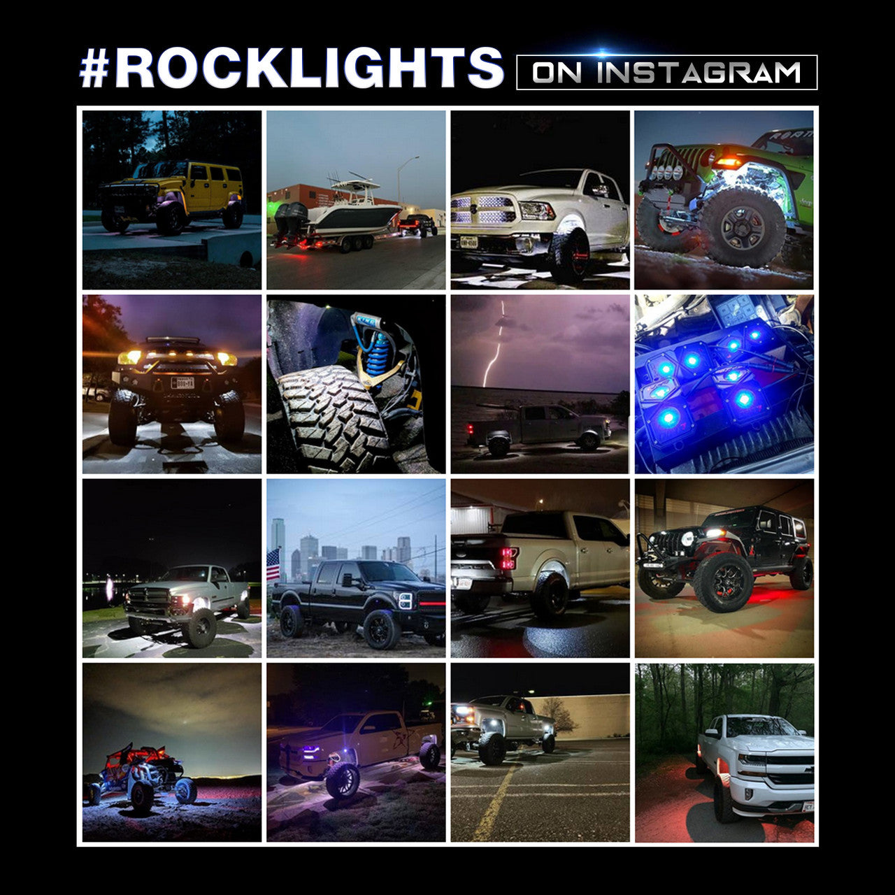 AURA LED Lighting Kit for Truck Bundle (Quantum LED Rocklight + Underglow LED Kit + Sidekick LED Kit ) - Remote Control
