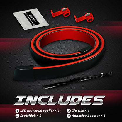 OPT7 Universal LED Rear Spoiler Lip Kit (3.9ft) for Car Trunk Exterior Accessories Brake light Universal Fit for Roof Wing