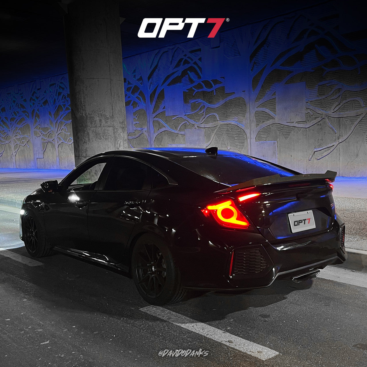 OPT7 Honda Civic Sedan Smoked LED Tail Lights Sequential Turn Signals & OLED Technology (Fits all 2016-2019 10th Gen Civic Sedans)