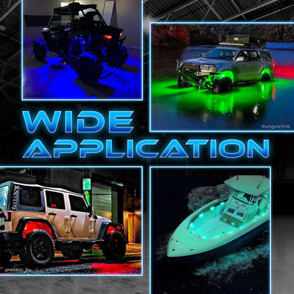 AURA Quantum 4pc LED Rock Lights - RGBW Multicolor w- Handheld Remotes