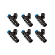 Injector Dynamics 2600-XDS Injectors - 48mm Length - 14mm Top - 14mm Bottom Adapter Set of 6 (2600.48.14.14B.6)