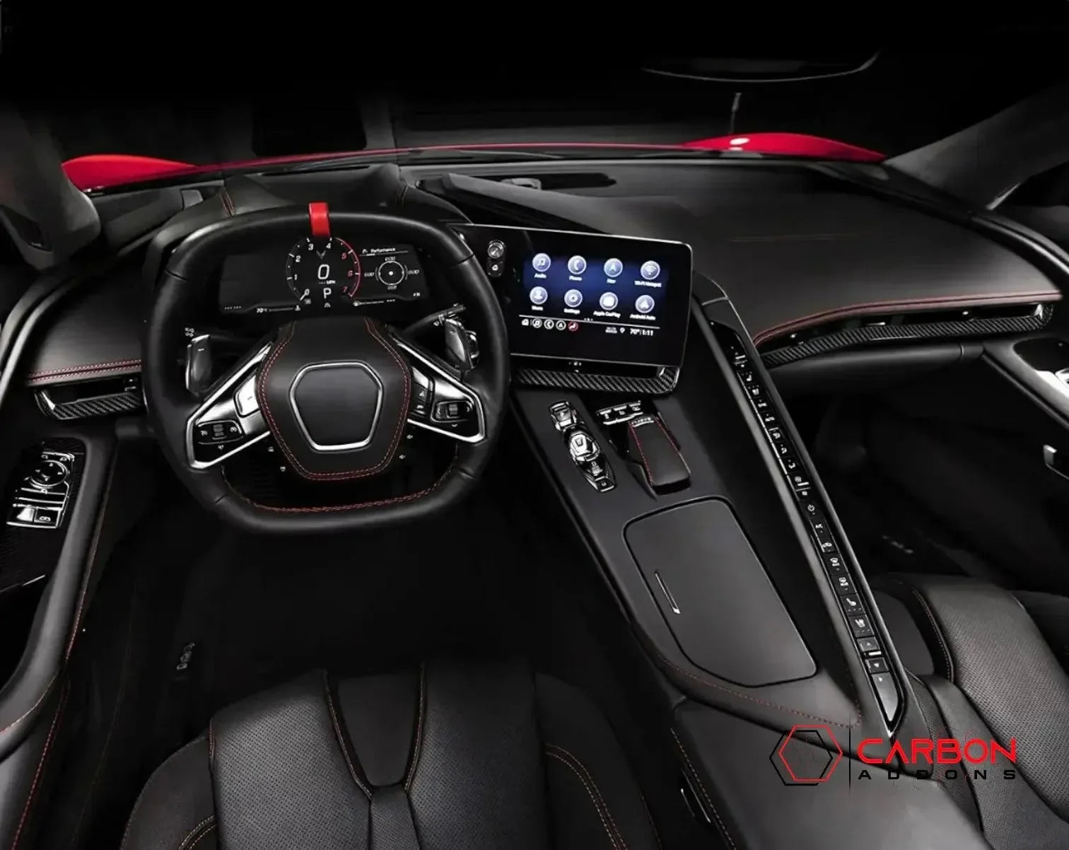 C8 Corvette Real Carbon Fiber Dash Chrome Trim Cover Kit | Interior Upgrade (2020–2025)