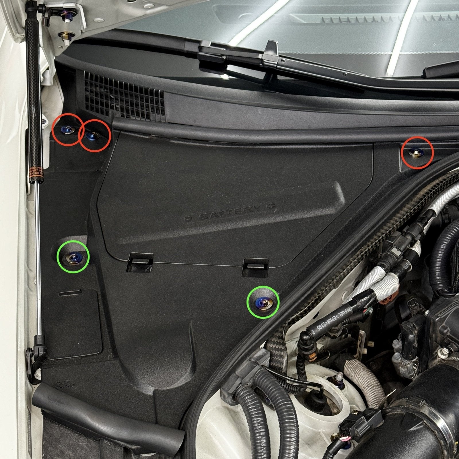 JDC Titanium Battery & Brake Reservoir Panel Plastic Rivet Replacement Kit | Nissan R35 GT-R