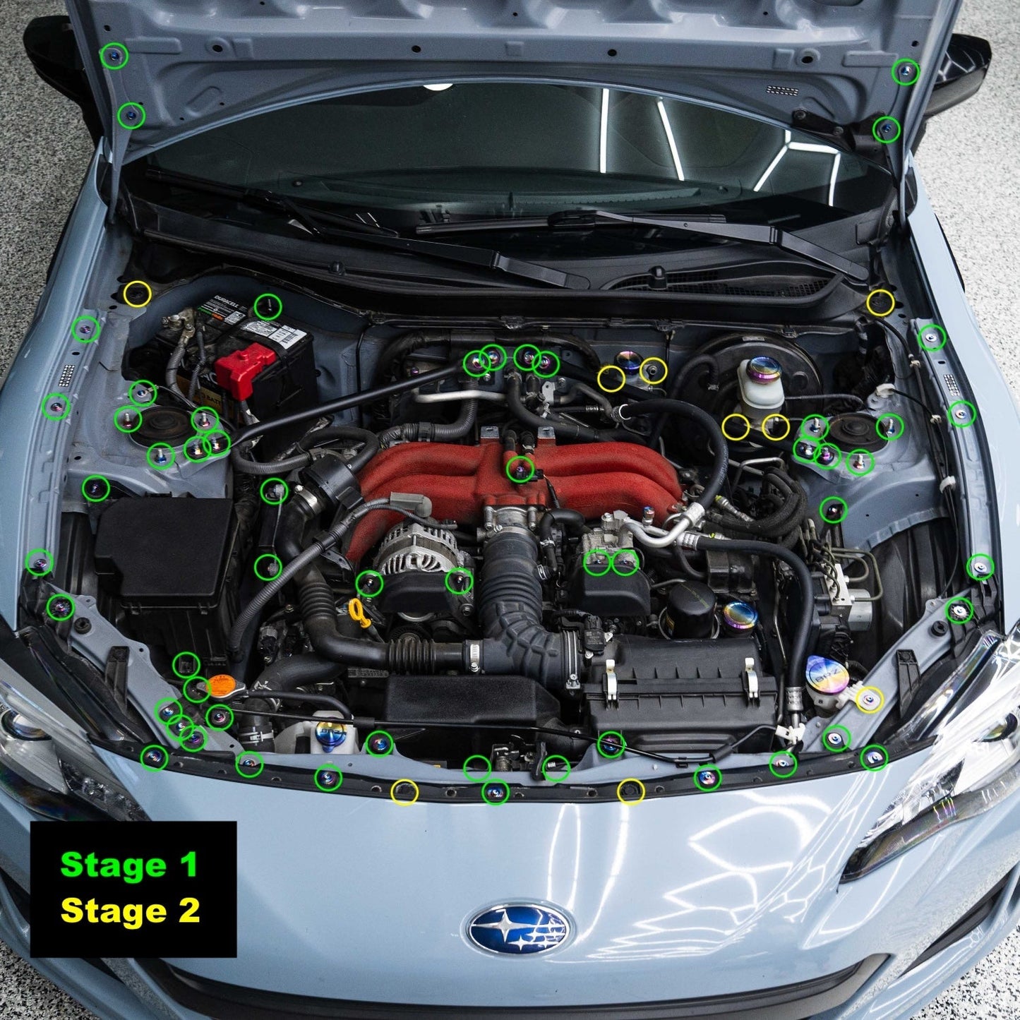 JDC Titanium Engine Bay Dress-Up Hardware Kit (13-21 FRS/BRZ/86)