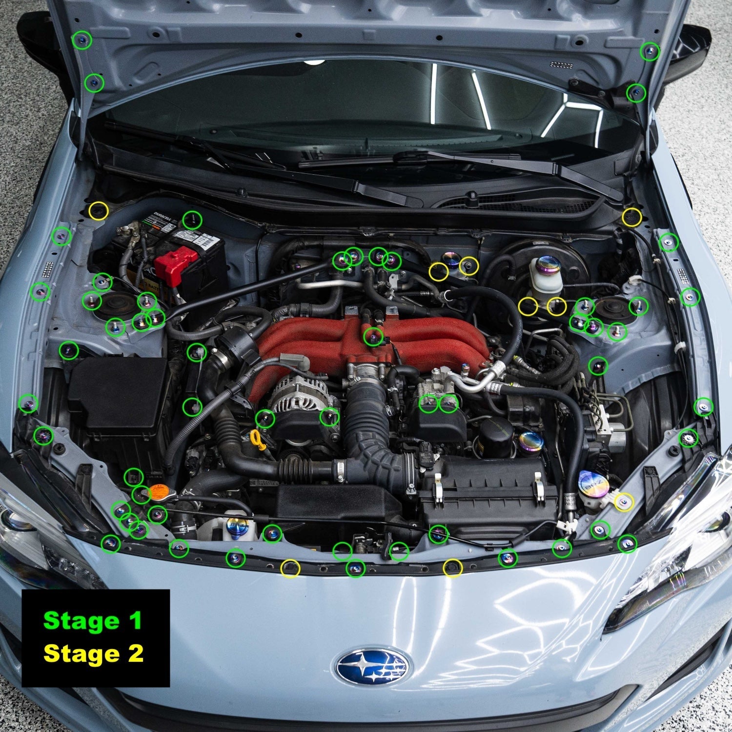 JDC Titanium Engine Bay Dress-Up Hardware Kit (13-21 FRS/BRZ/86)