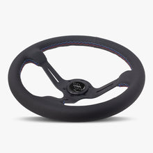 The Le Mans | Black Perforated Leather | Black Spoke | RED Stitch