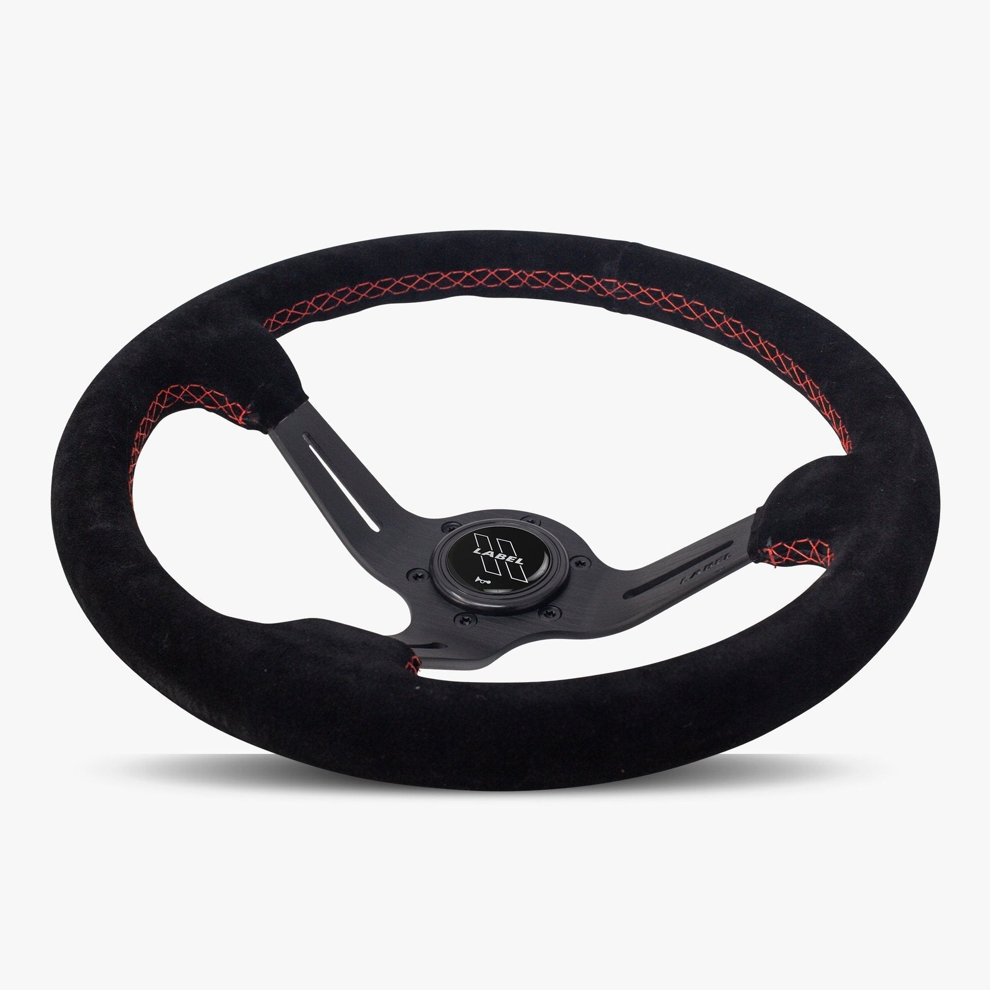 The Le Mans | Black Alcantara Suede | Black Spoke | Red Stitch
