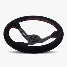 The Le Mans | Black Alcantara Suede | Black Spoke | Red Stitch