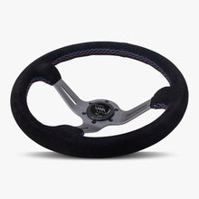 The Le Mans | Black Alcantara Suede | Graphite Spoke | Bavarian Stitch