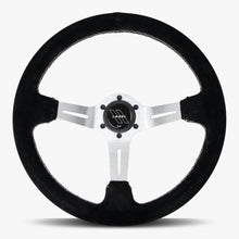 The Le Mans | Black Alcantara Suede | Silver Spoke | White Stitch