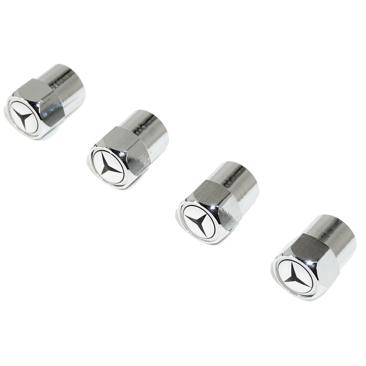 Chrome Valve Stem Tire Caps, Style: Mercedes