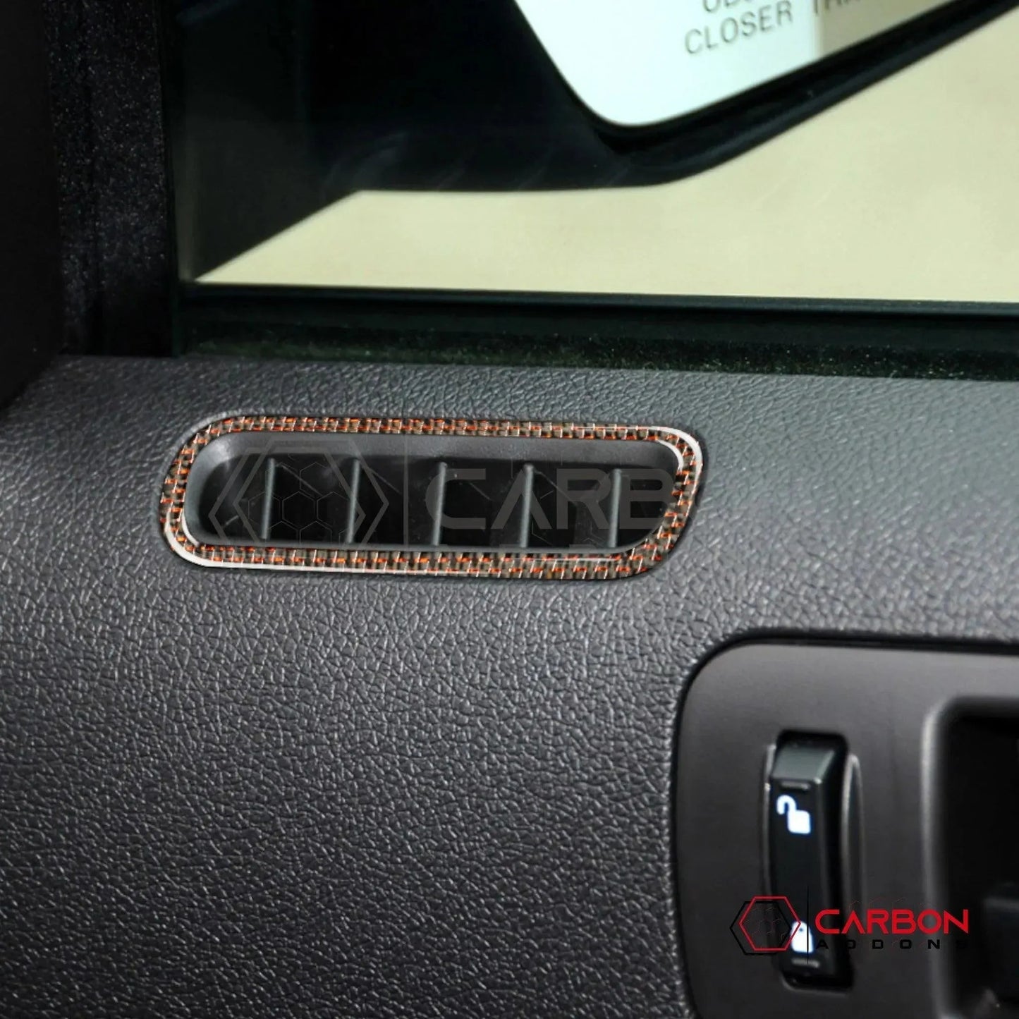 Reflective Carbon Fiber Door AC Vent Trim Overlay For Mustang 2010-2014