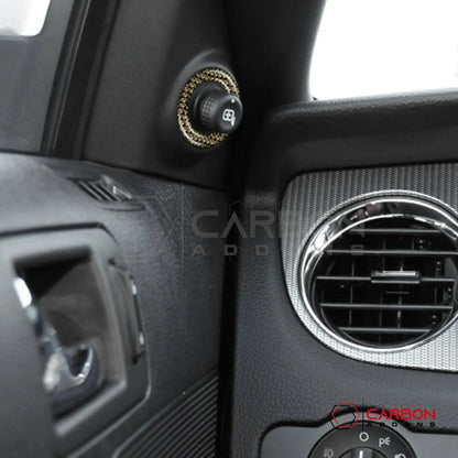 Reflective Carbon Fiber Mirror Adjuster Trim Overlay For Mustang 2010-2014
