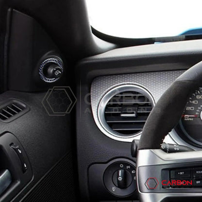 Reflective Carbon Fiber Mirror Adjuster Trim Overlay For Mustang 2010-2014