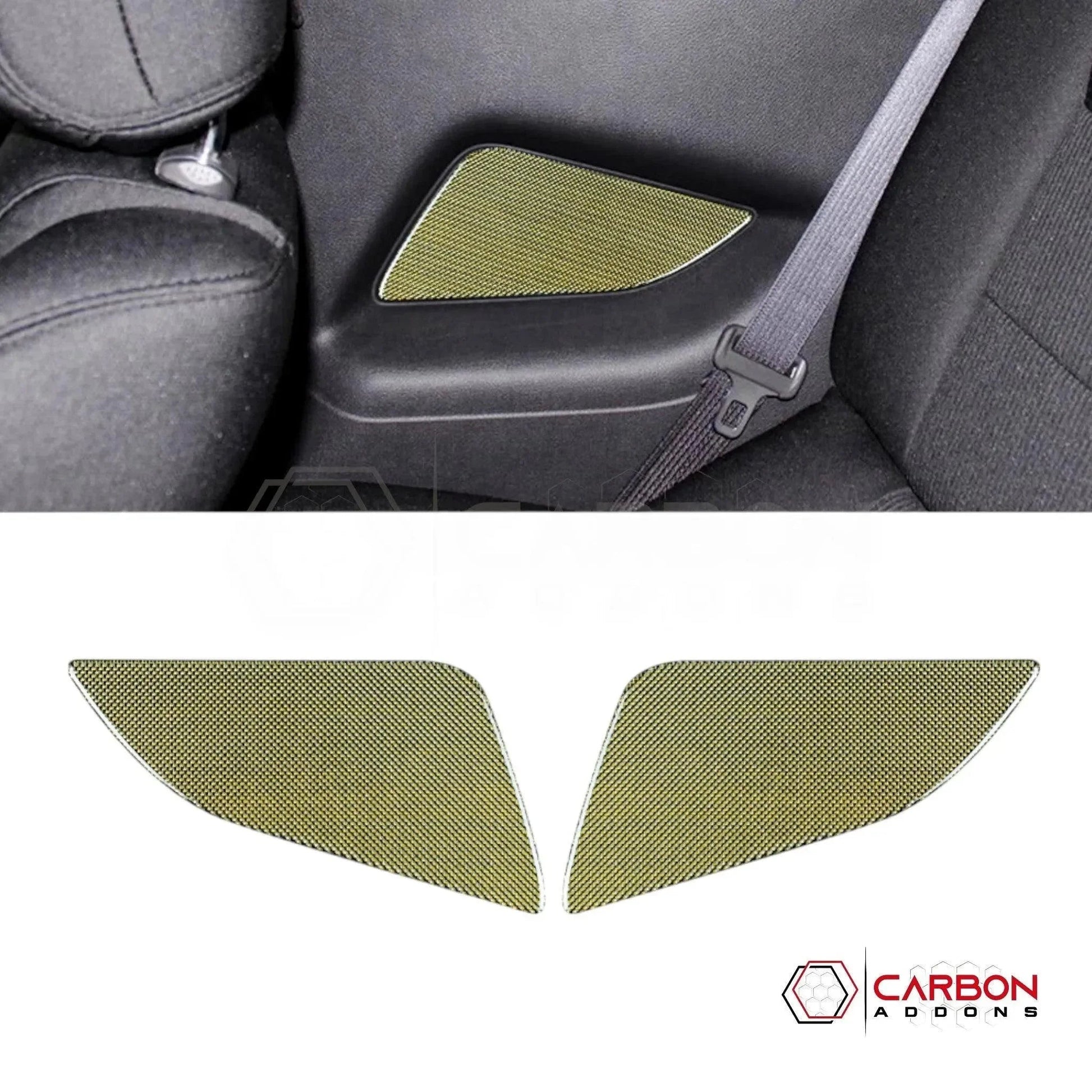 Reflective Carbon Fiber Rear Seat Arm Rest Trim Overlay For Mustang 2010-2014