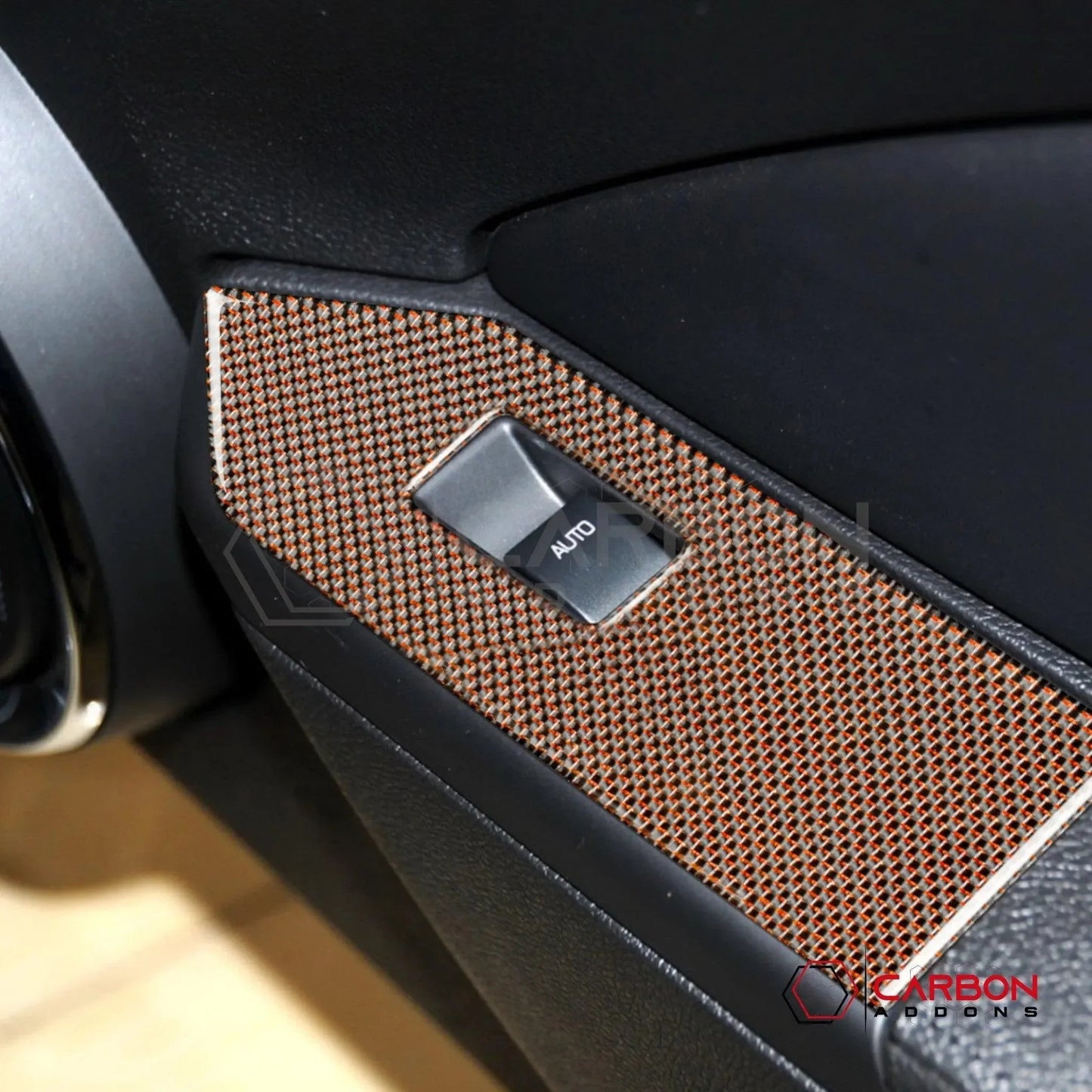 Reflective Carbon Fiber Window Switch Trim Overlay For Mustang 2010-2014