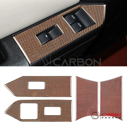 Reflective Carbon Fiber Window Switch Trim Overlay For Mustang 2010-2014