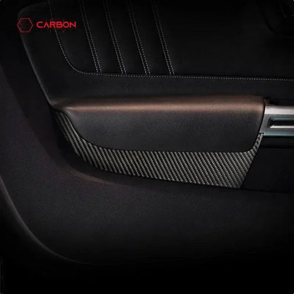 Carbon Fiber Front Door Panel Trim Overlay for 2015–2023 Ford Mustang