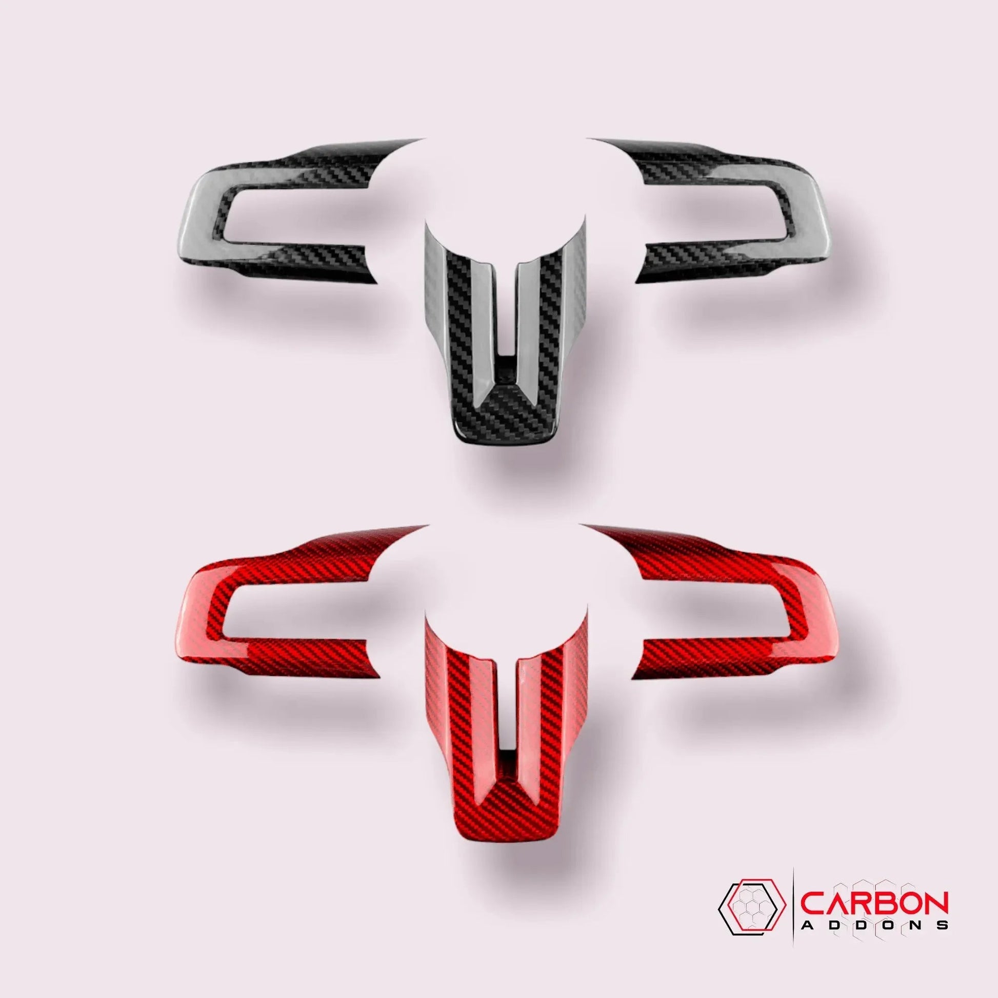 Carbon Fiber Steering Wheel Chrome Delete Cover for Mustang 2015-2023