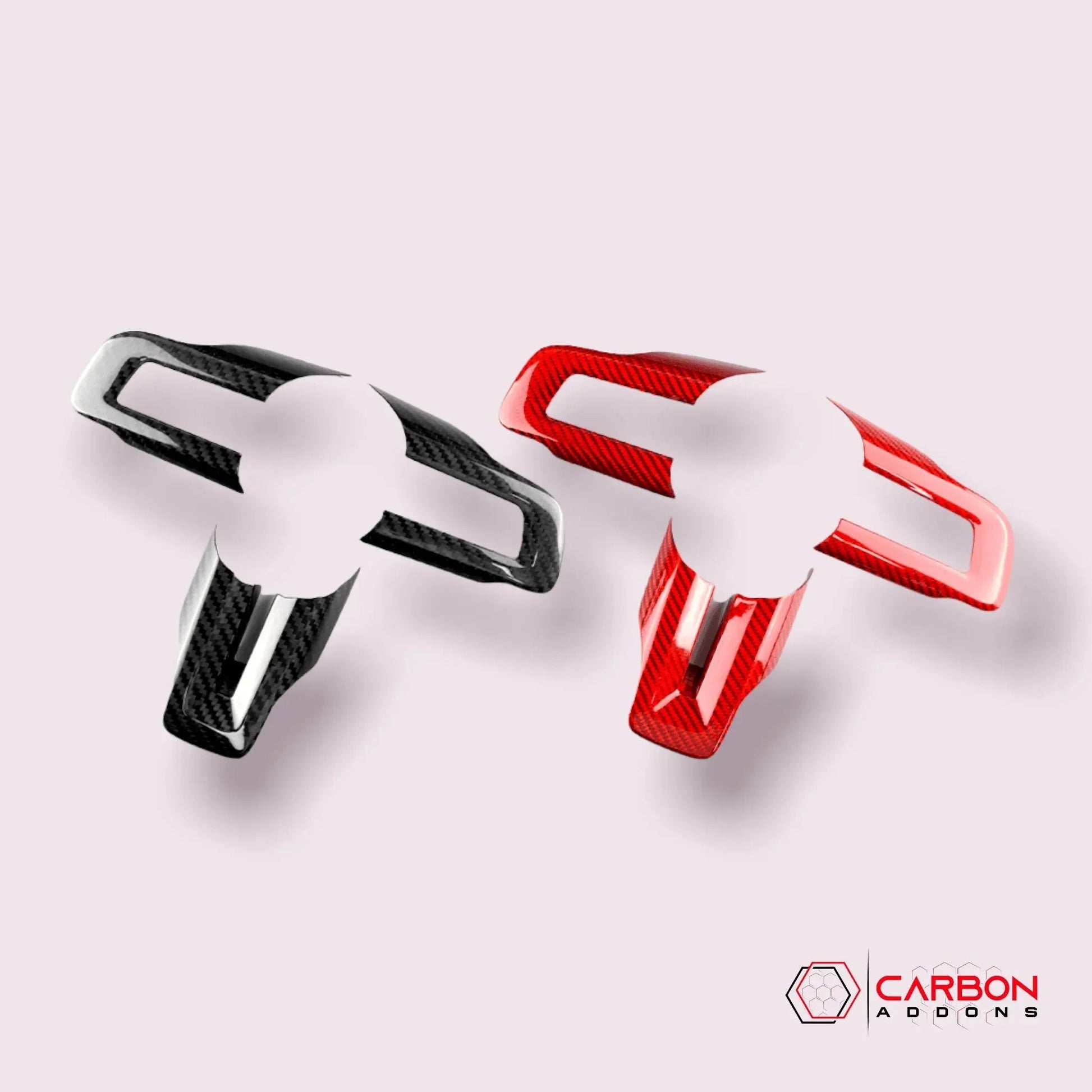 Carbon Fiber Steering Wheel Chrome Delete Cover for Mustang 2015-2023