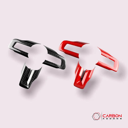 Carbon Fiber Steering Wheel Chrome Delete Cover for Mustang 2015-2023
